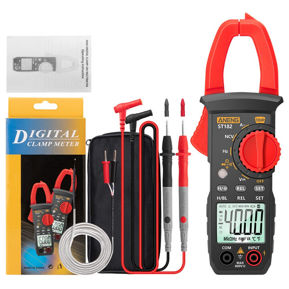 ANENG ST182 Digital Clamp Meter DC/AC Voltage Tester Clamp Multimeter Hz Capacitance NCV Ohm Test