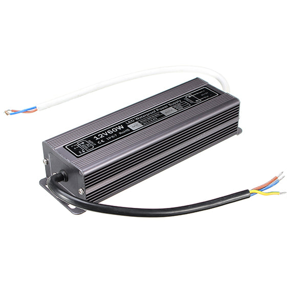DC12V 5A 60W Aluminum LED Driver Lighting Transformer for Strip Light AC110V-260V