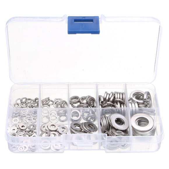 260Pcs Stainless Steel Flat Spring Washers Metal Lock Washer Assortment Set