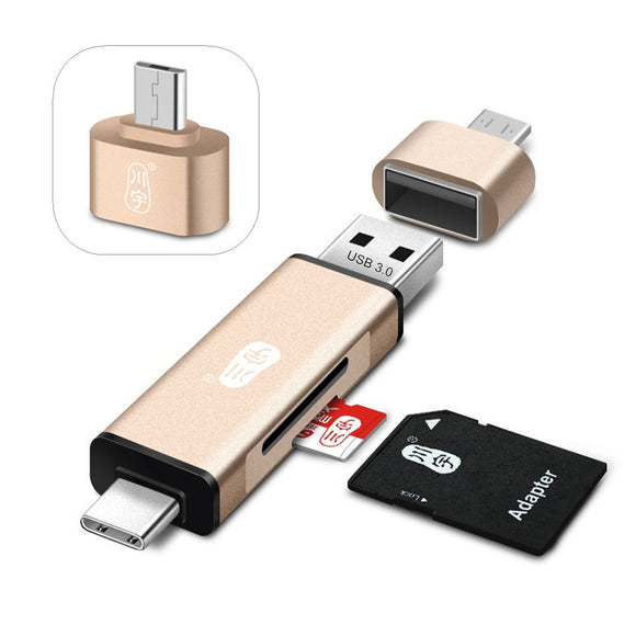 Kawau 3 in 1 Type-c Micro USB OTG USB 3.0 TF Memory Card SD Card Reader for Samsung Xiaomi Huawei