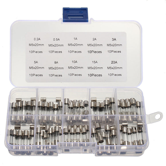 100Pcs/ Box 5x20MM Small Size Mini Glass Fuse Tube Vehicle Fuse