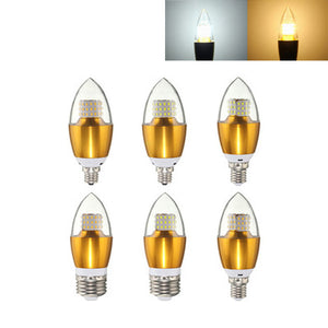 Dimmable E27 E14 E12 7W 60 SMD 3014 LED Pure White Warm White Candle Light Lamp Bulb AC110V