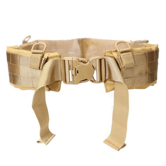 Khaki Tactical Molle Waist Belt Outdoor Camping Hunting CS Adjustable Soft Padded Belt Army Convenient Combat Girdle