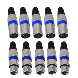 Excellway JP01 5 Pairs 3 Pin Female MIC Jack Plug Audio Microphone Cable Connectors