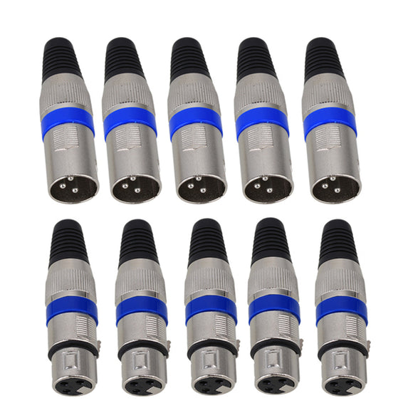 Excellway JP01 5 Pairs 3 Pin Female MIC Jack Plug Audio Microphone Cable Connectors