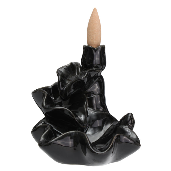 Black Porcelain Backflow Smoke Incense Burner Buddhist Cones Holder Decoration Slimming Equipment