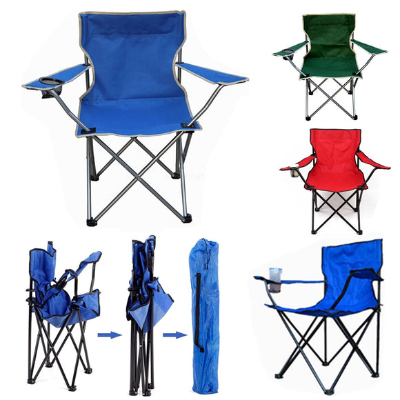 Outdoor Portable Folding Chair Fishing Camping Beach Picnic Chair Seat With Cup Holder