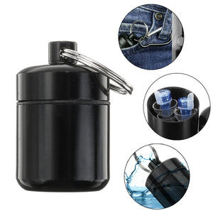 Portable Mini Medicine Bottles Holder Alloy Pill Drug Box Earplug Storage Waterproof