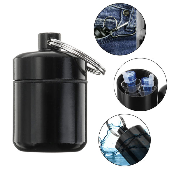 Portable Mini Medicine Bottles Holder Alloy Pill Drug Box Earplug Storage Waterproof