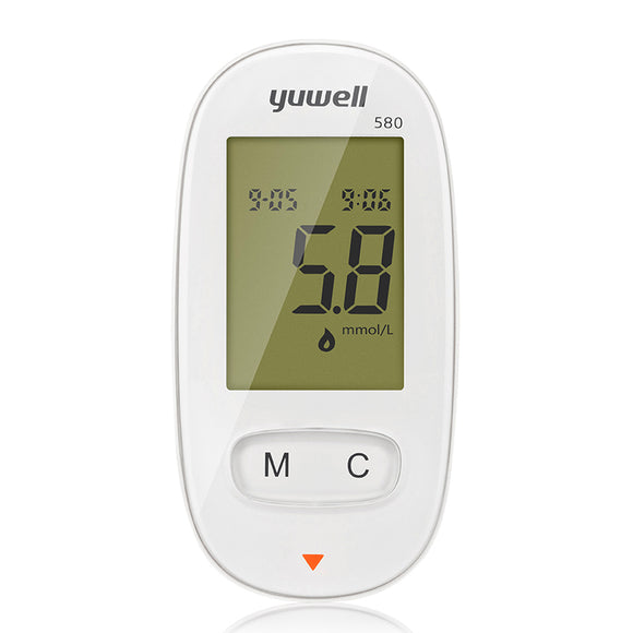 Yuwell 580 Blood Glucose Meter mg/dl Diabetic Diagnosis Glucometer Equipment Large LCD Display