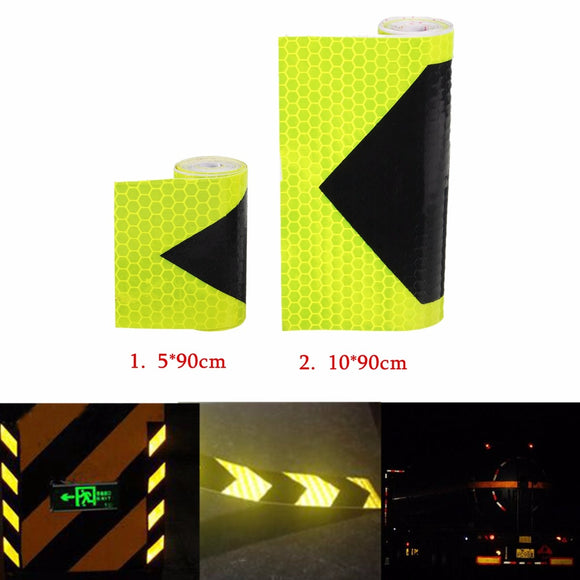 Car Trailer Truck Reflective Safety Arrows Pattern Tape Sticker Black Yellow