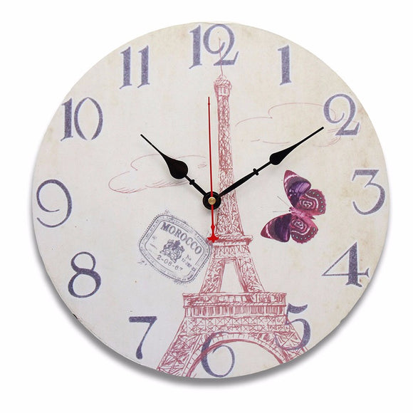 Wooden Digital Wall Clock Vintage Rustic Shabby Quartz Movement For Kitchen Decor Gifts