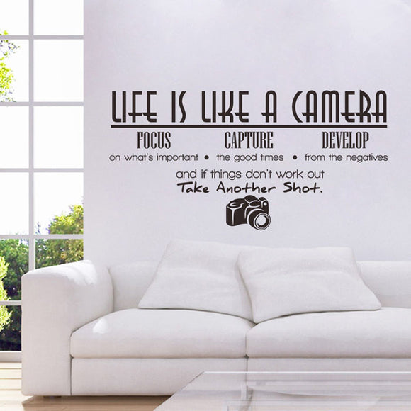 Honana Home PVC Removable Life Is Like A Camera Wall Sticker Decals Vinyl Mural DIY Room Wallpaper