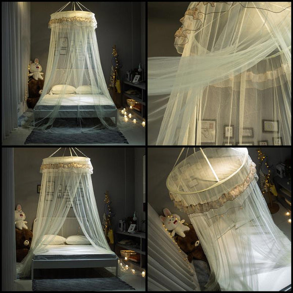 Princess Hanging Round Lace Canopy Bed Netting Comfy Student Dome Mosquito Net Insect Bed Canopy Net