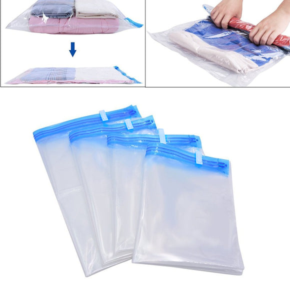 6Pcs Travel Clothes Compression Storage Bag Hand Rolling Clothing Plastic Vacuum Packing Sacks