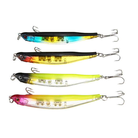 ZANLURE 4x Transparent Hard Body Bent Minnow Topwater Pencil Fishing Lure 9cm 8.2g