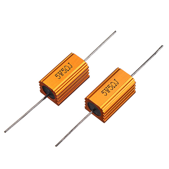 2pcs RX24 5W 50R 50RJ Metal Aluminum Case High Power Resistor Golden Metal Shell Case Heatsink Resistance Resistor