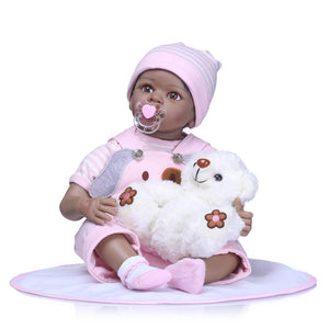 NPK 55CM Reborn Baby Doll Lifelike Soft Silicone Vinyl Real Gentle Touch Baby Toys For Kids