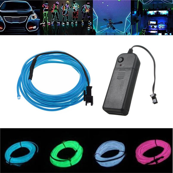 Battery Powered 3M 8 Colors Flexible Bendable Neon EL Wire Light for Dance Party Decor DC3V