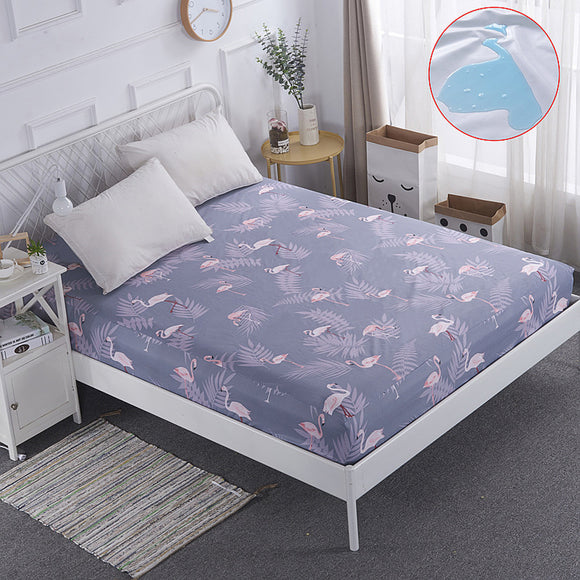Polyester Mattress Protector Pink Flamingo Bed Cover Air-Permeable & Machine-washable Bed Cover