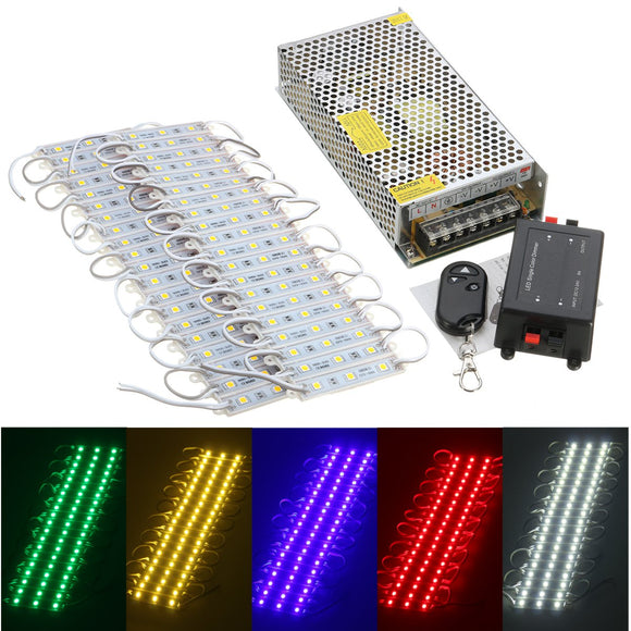 40PCS 5 Colors SMD5050 LED Module Store Strip Light Front Window Lamp + Power Supply + Remote DC12V