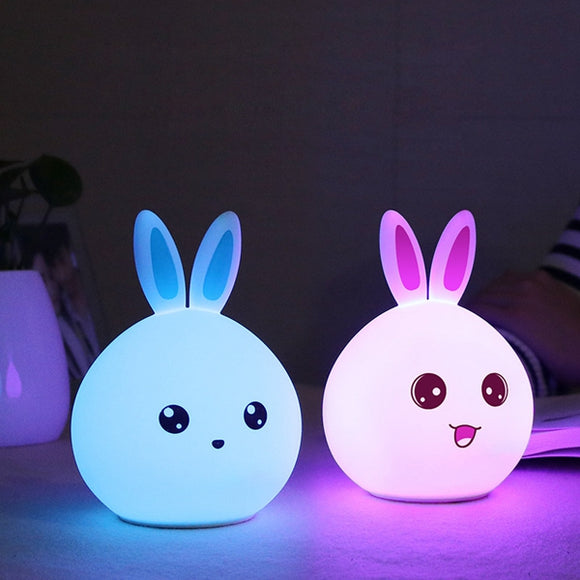 Color Changing Silicone Rabbit Night Light Remote Control Rechargeable Bedside Lamp