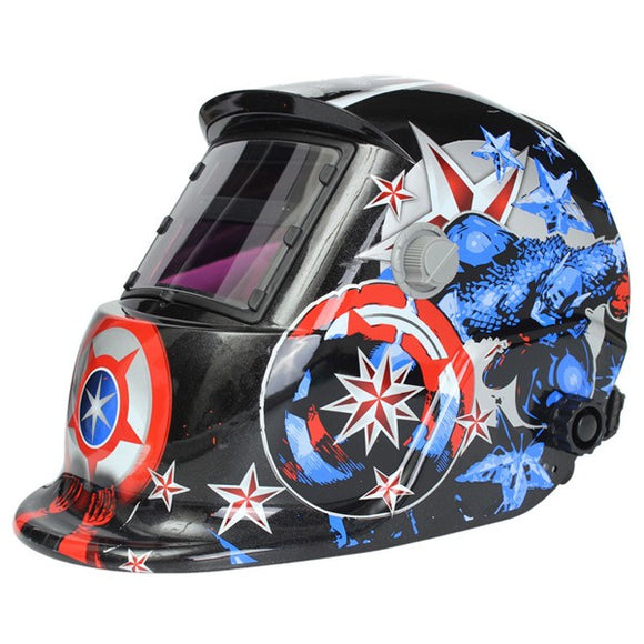 Solar Welder Mask Helmet Electric Welding Auto Darkening Welding Helmet Captain America Pattern
