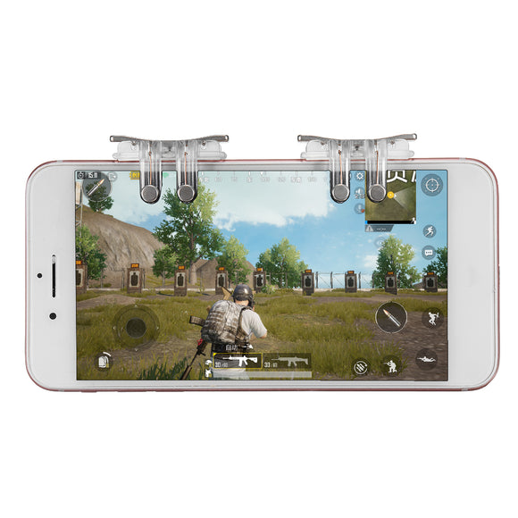 S10 Mobile Game Controller Shooter Button Six Finger Aiming Fire Trigger Button for Phone for PUBG