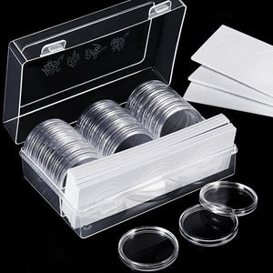 30Pcs/Lot 25mm/27mm/30mm/40mm Clear Plastic Coin Holder Capsules Cases Round Storage Ring Boxes