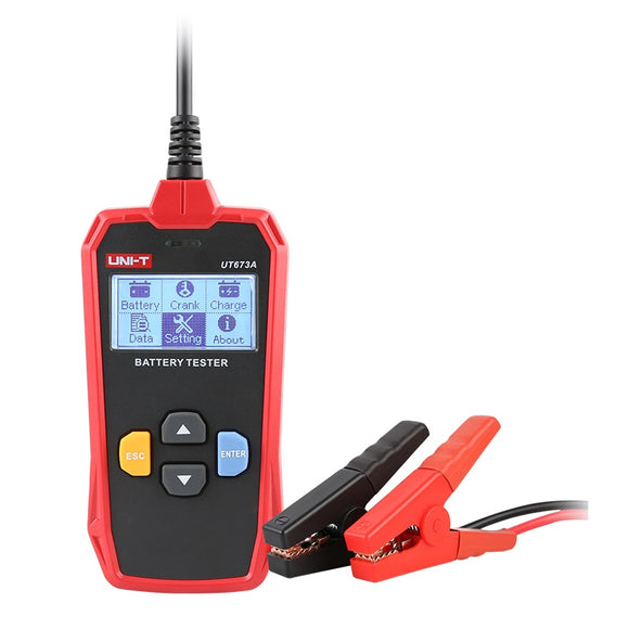 UNI-T UT673A Digital Battery Tester 12V/24V Charger Analyzer Automotive Storage/AGM/GEL/EFB Battery and Start-Up Test