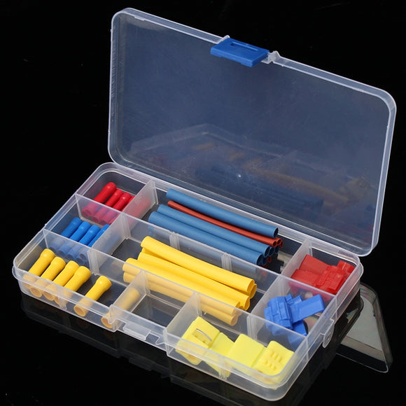 Excellway EC01 2-in-1 50pcs Crimp Terminals and PE Heat Shrink Tubing Set