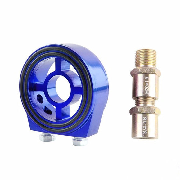 M20 Blue Aluminum Oil Filter Cooler Sandwich Gauge Plate Adapter