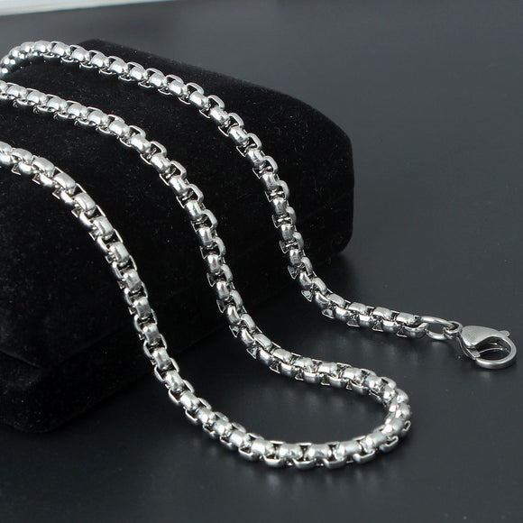 Unique Punk Simple Square Chain Lion Head Pendant Stainless Steel Necklace