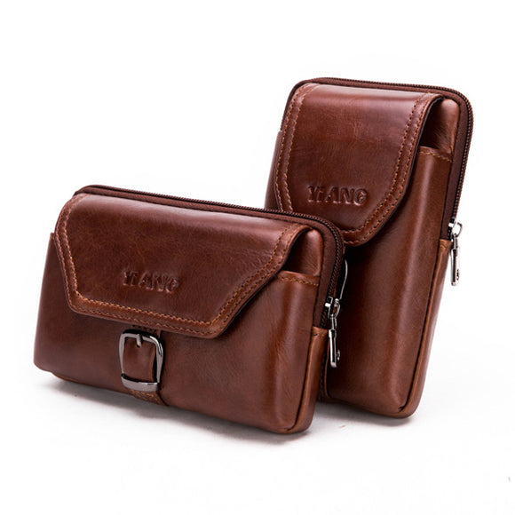 5-6.5 Inches Cellphone Genuine Leather Retro Waist Bag