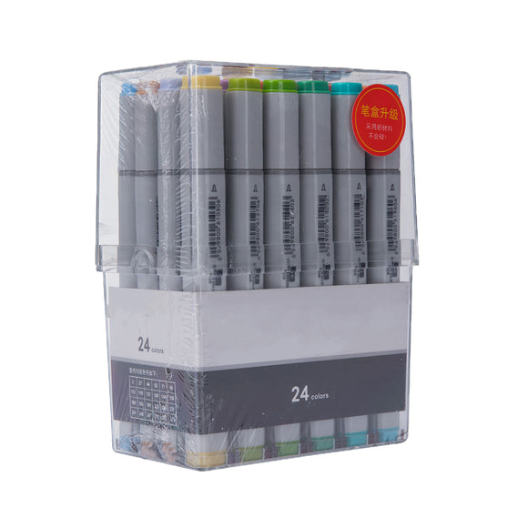 24 Colors Double Headed Alcoholic Oily Art Markers Pen Broad And Fine Nibs Mark Pen School