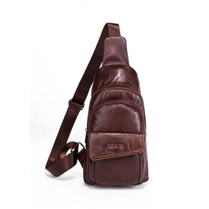 Men Vintage Genuine Leather Chest Bag Crossbody Bag High-capacity Small Shoulder Bag