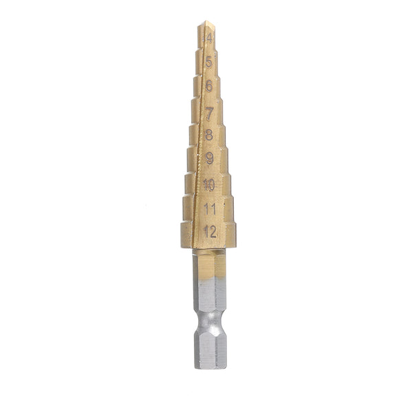Drillpro 4-12mm Hex Shank HSS Titanium Coated Step Drill Bit Cone Drill Hole Cutter