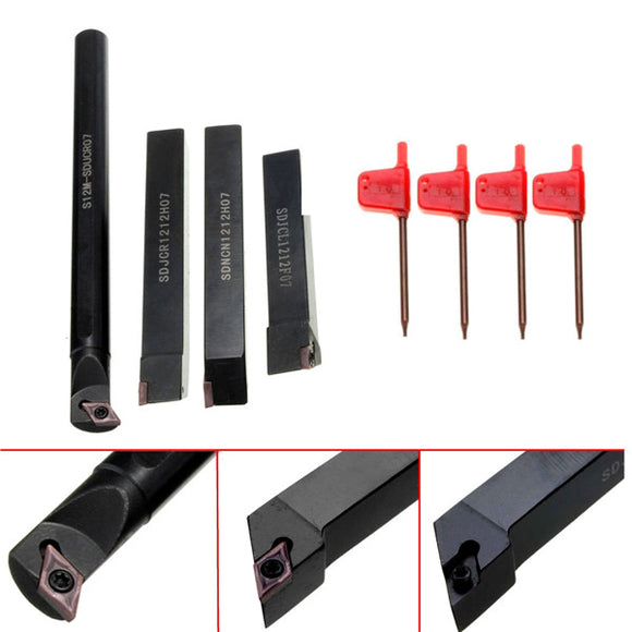 12pcs Internal Lathes 12mm Boring Bar Turning Tool Holder with Blades and Wrenches for CNC Machine