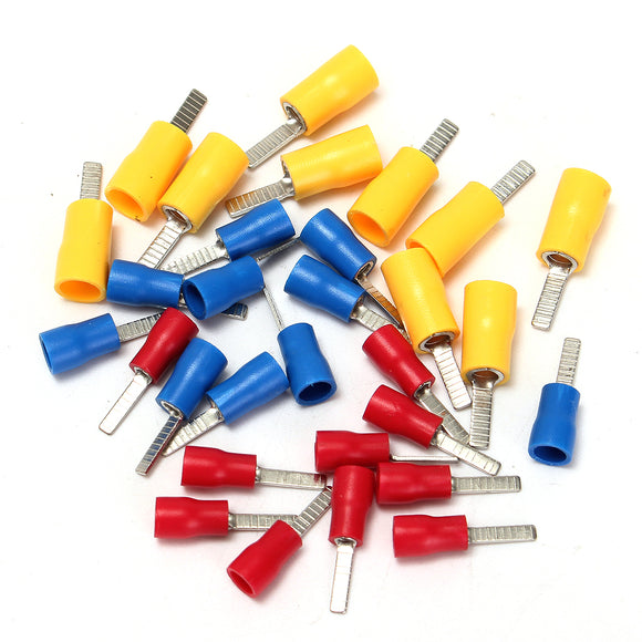 10/25Pcs 22-10AMG Flat Blade Crimp Terminal Insulated Electrical Connector 3 Colors