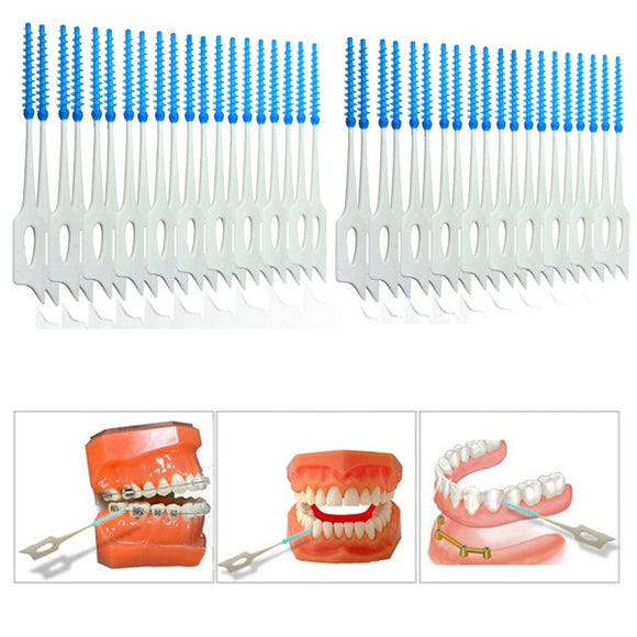 400pcs Interdental Between Teeth Floss Brush Elastic Massage Gum Toothpick