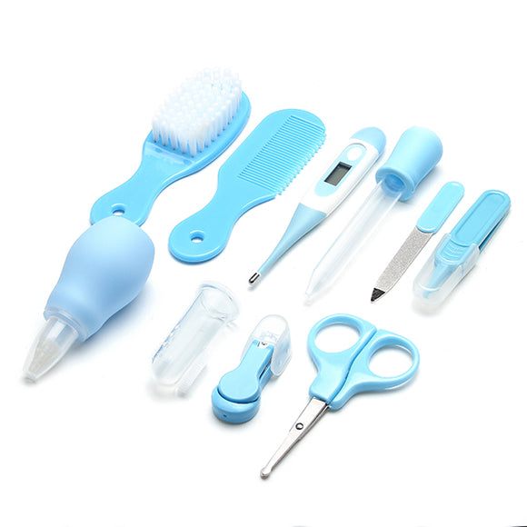 10Pcs Kids Newborn Baby Care Tools Blue Baby Care Kit Nose Cleaner Nail Clipper