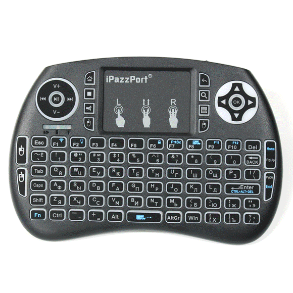 Ipazzport KP21SDL 2.4G Wireless Three Color Backlit Russian Version Mini Keyboard Touchpad Air Mouse