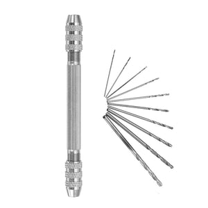 0.5-3.2mm Double Head Chuck Mini Hand Drill With 10pcs 0.8-3mm Twist Drill Bits Set