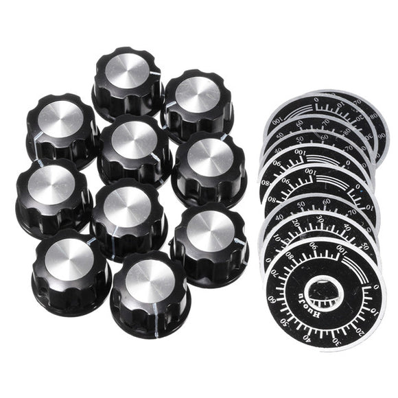 20pcs Adjustable Rotate Button Potentiometer 0-100 Scale Sheet
