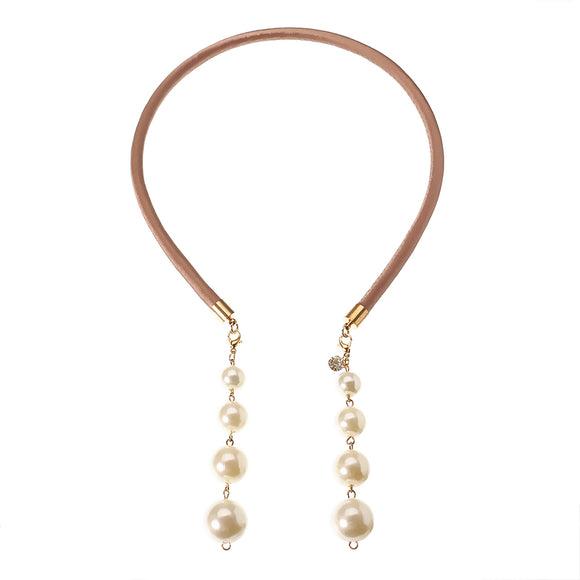 Sweet Hair Band Elegant Pearl Pendant Gemstone Fake Earrings Headbrand Hair Accessories for Women