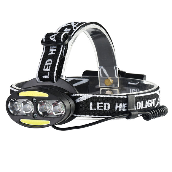 XANES 2504A 1900LM 8LED Cycling Headlamp 7 Switch Modes 4T6+2COB+2 Red Warning Light Double Switch