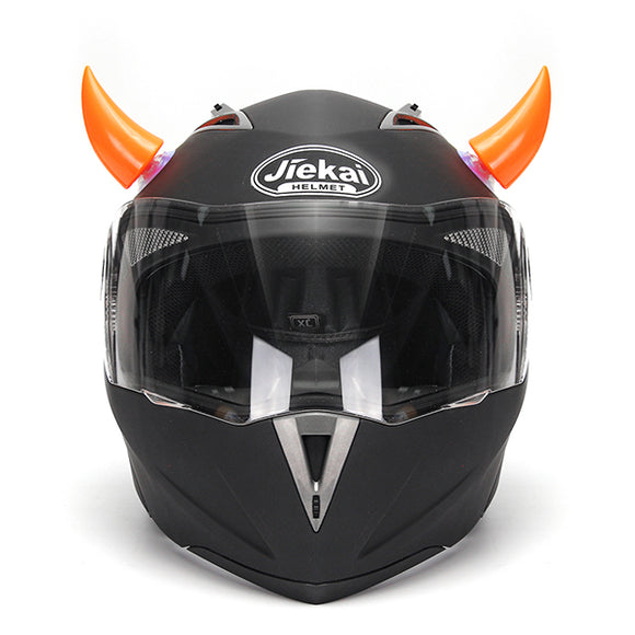Orange Motorcycle Helmet Headwear Accessories Suction Cups Horns Decor Decoration
