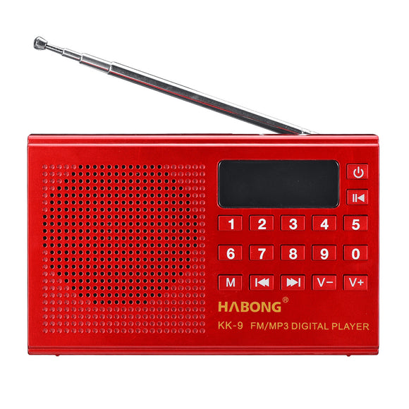 KK-9 Portable Digital FM Radio TF Card U Disk Music Player USB Rechargeable Speaker