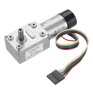 Machifit JGY-370 DC 24V Motor Reduction Gear Turbine Worm Self-locking Encoder Signal Feedback Motor