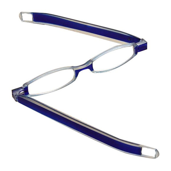 Blue 360 Degree Rotation Rotating Folding Presbyopic Reading Glasses Strength